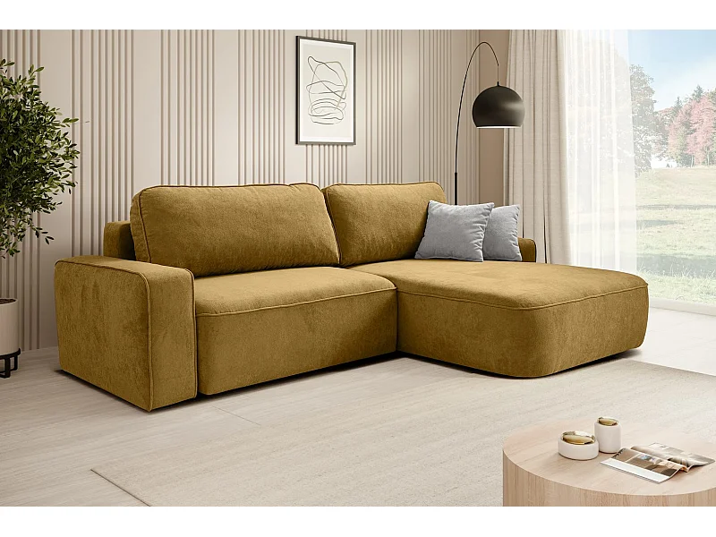 ECKSCHLAFSOFA Torre gelb velours rechts