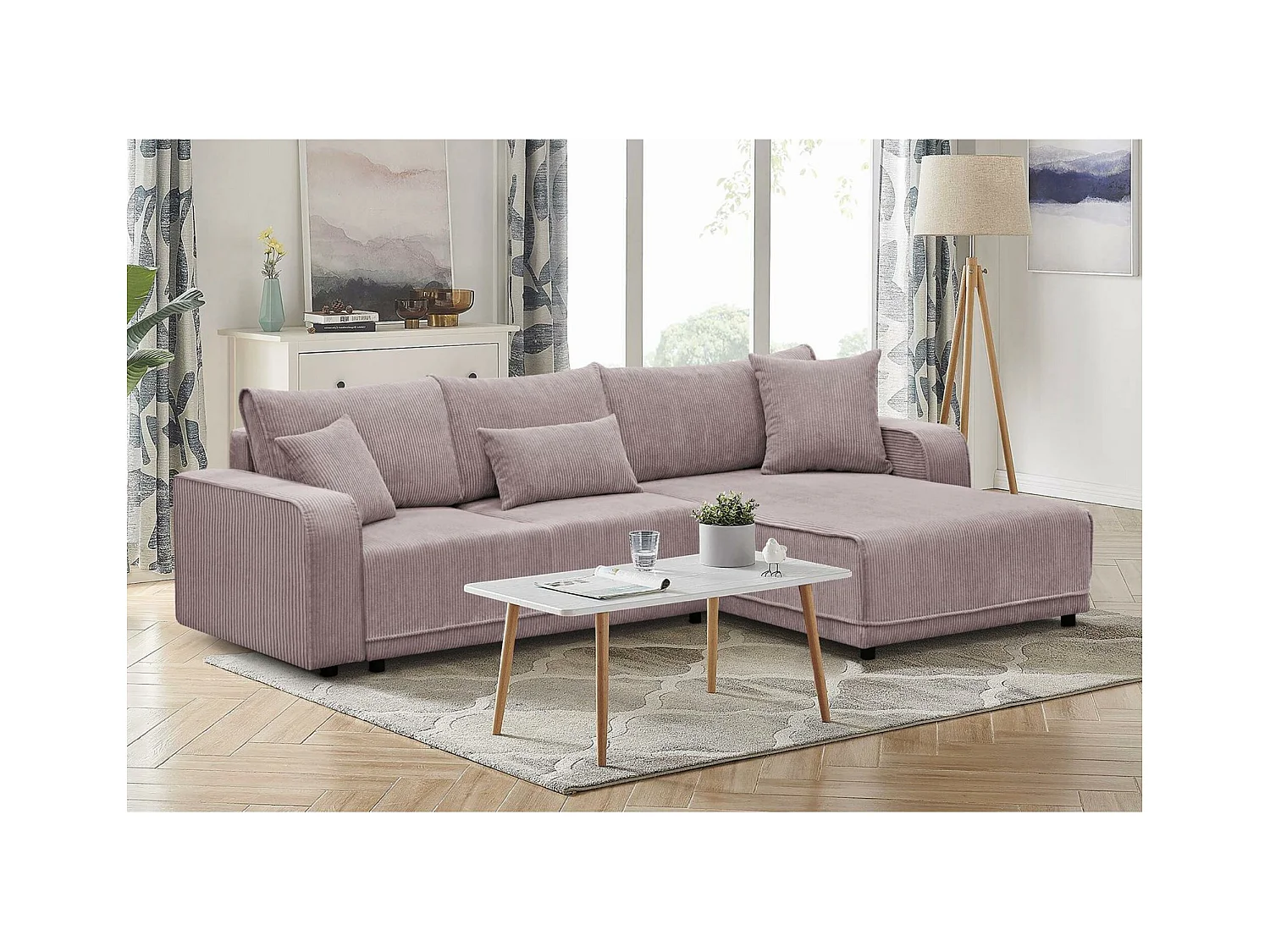 ECKSCHLAFSOFA Primo L rosa
