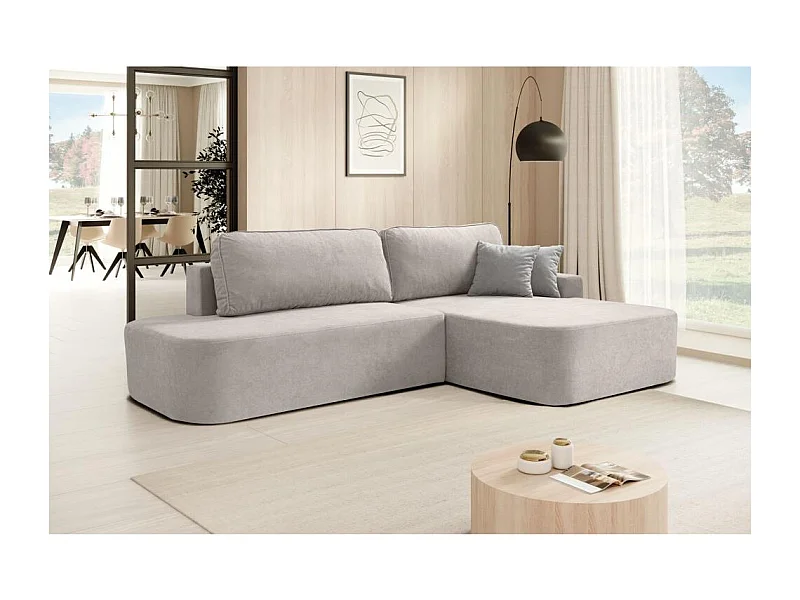 Canapé-lit ECKSCHLAFSOFA Gavi beige velours droit