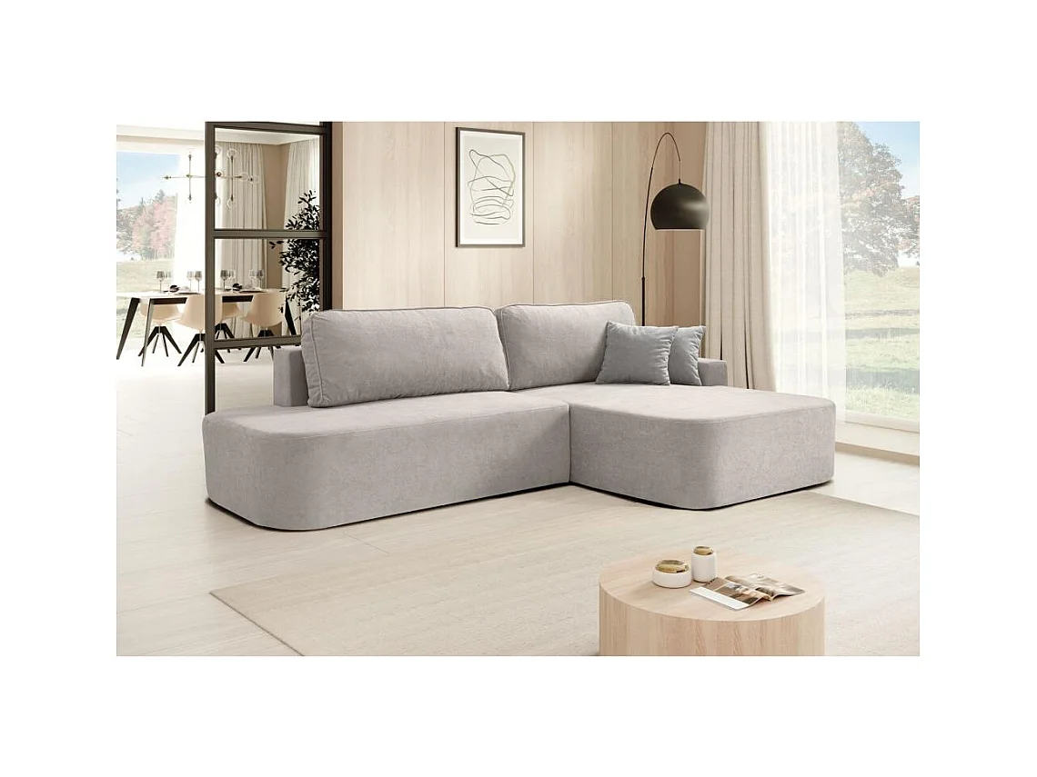 Canapé-lit ECKSCHLAFSOFA Gavi beige velours droit