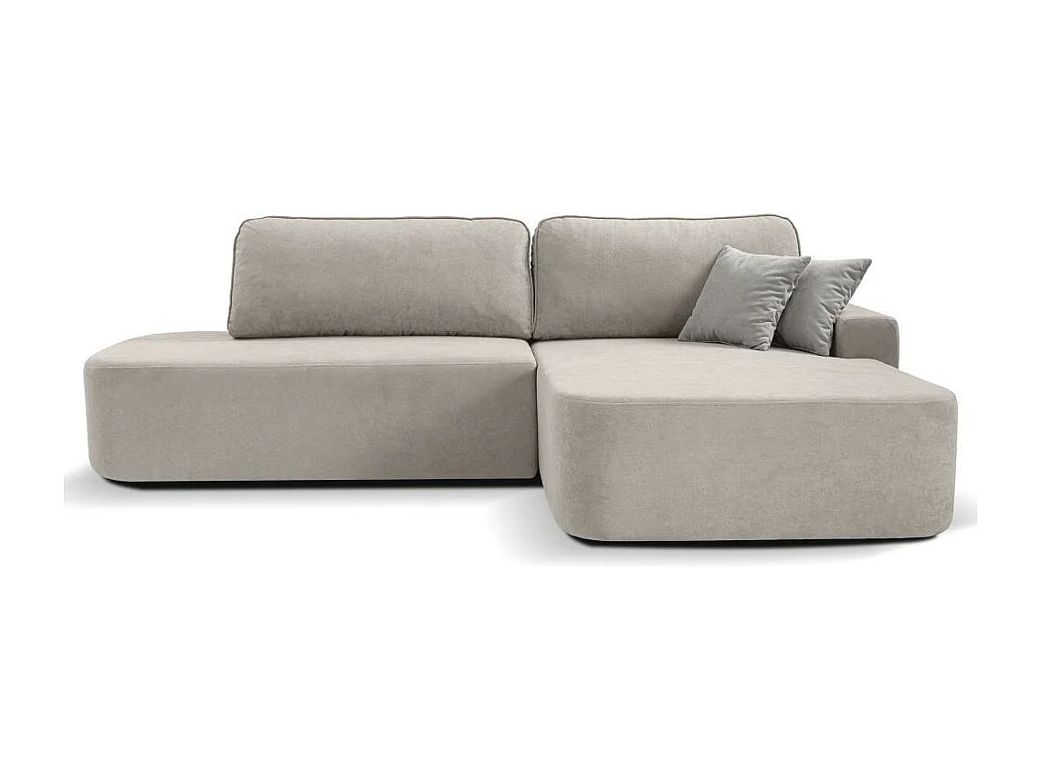 Canapé-lit ECKSCHLAFSOFA Gavi beige velours droit