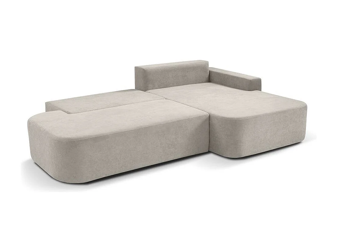 Canapé-lit ECKSCHLAFSOFA Gavi beige velours droit