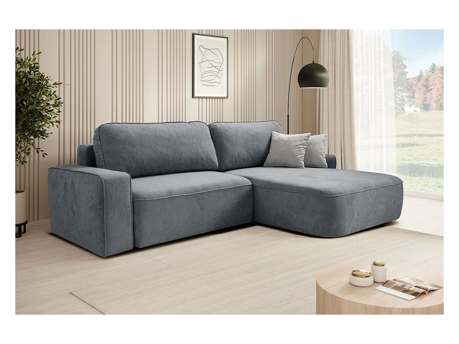 CANAPE Torre gris velours droit