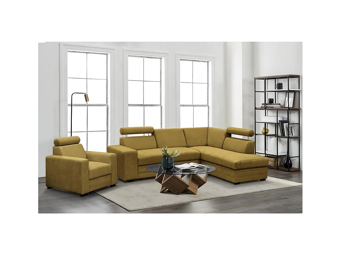 Canapé-lit ECKSCHLAFSOFA Roma jaune à droite
