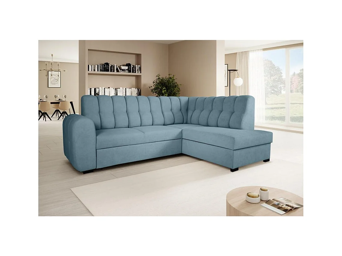 Canapé-lit ECKSCHLAFSOFA Zoja droit bleu clair