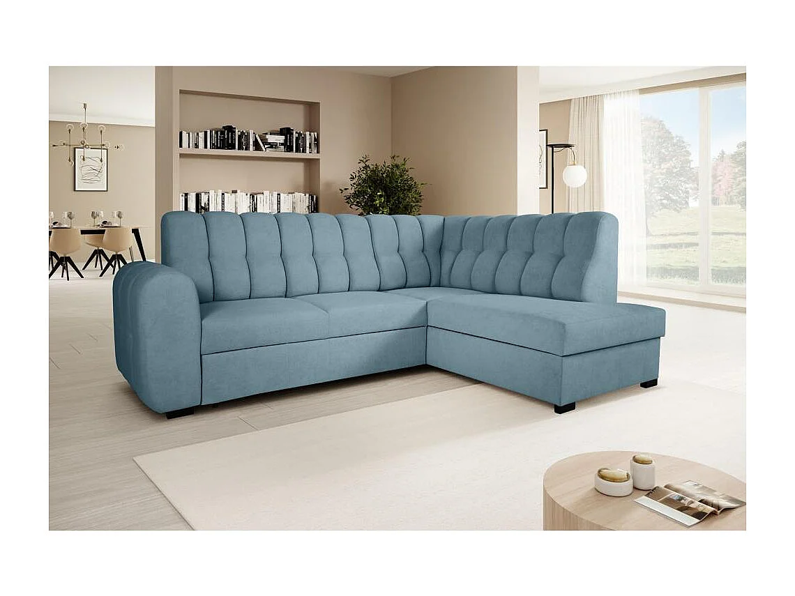 Canapé-lit ECKSCHLAFSOFA Zoja droit bleu clair