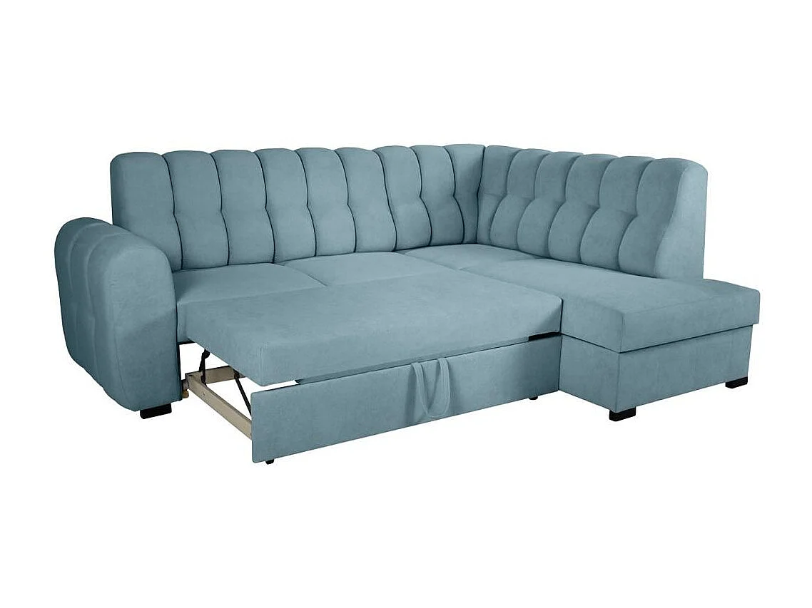 Canapé-lit ECKSCHLAFSOFA Zoja droit bleu clair