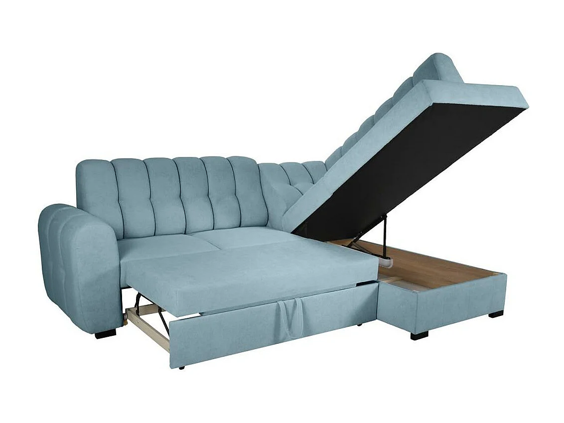 Canapé-lit ECKSCHLAFSOFA Zoja droit bleu clair
