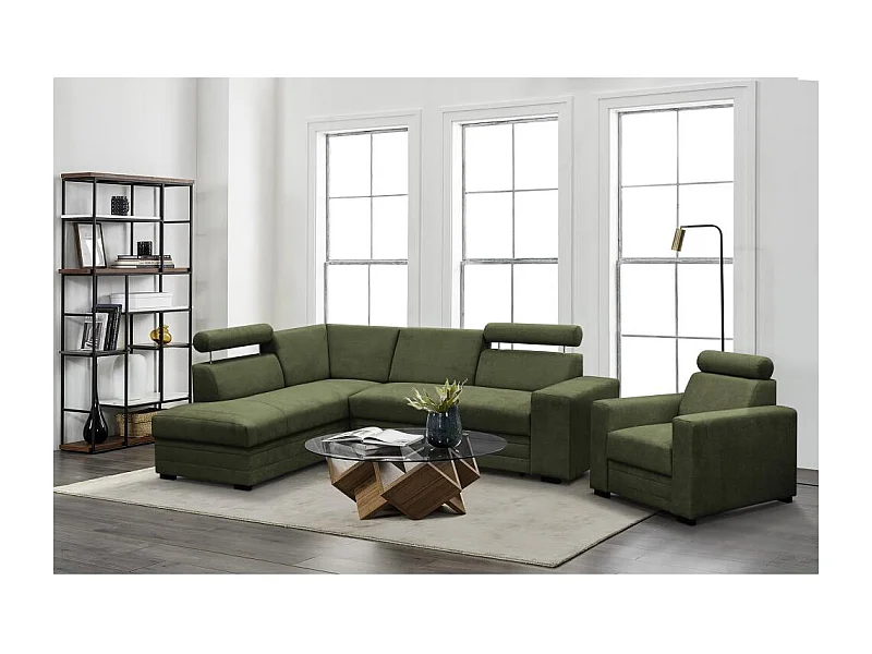 ECKSCHLAFSOFA Roma dunkelgrün links