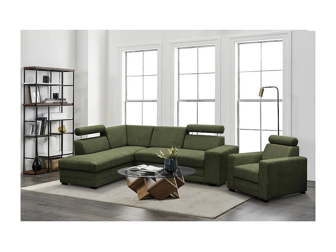 ECKSCHLAFSOFA Roma dunkelgrün links