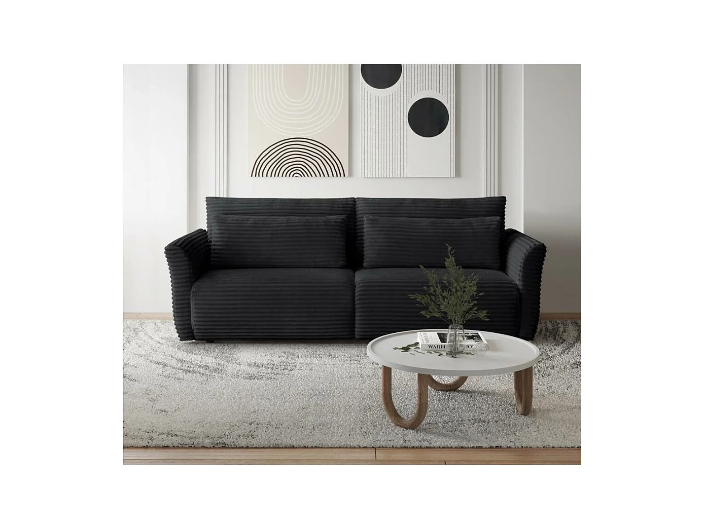 CANAPE-lit Samir 3 places noir