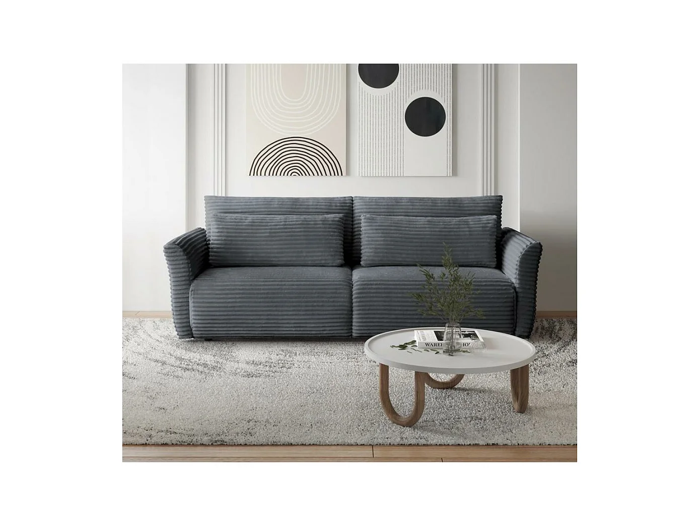 CANAPE-lit Samir 3 places gris foncé