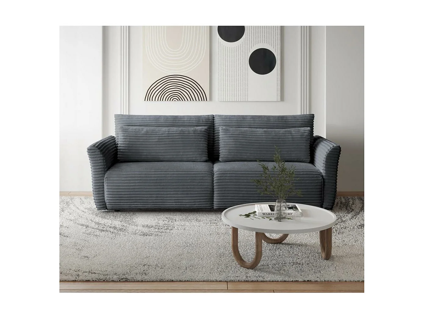 CANAPE-lit Samir 3 places gris foncé