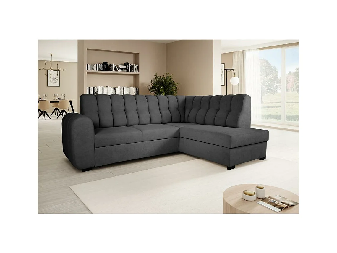Canapé-lit ECKSCHLAFSOFA Zoja droit noir
