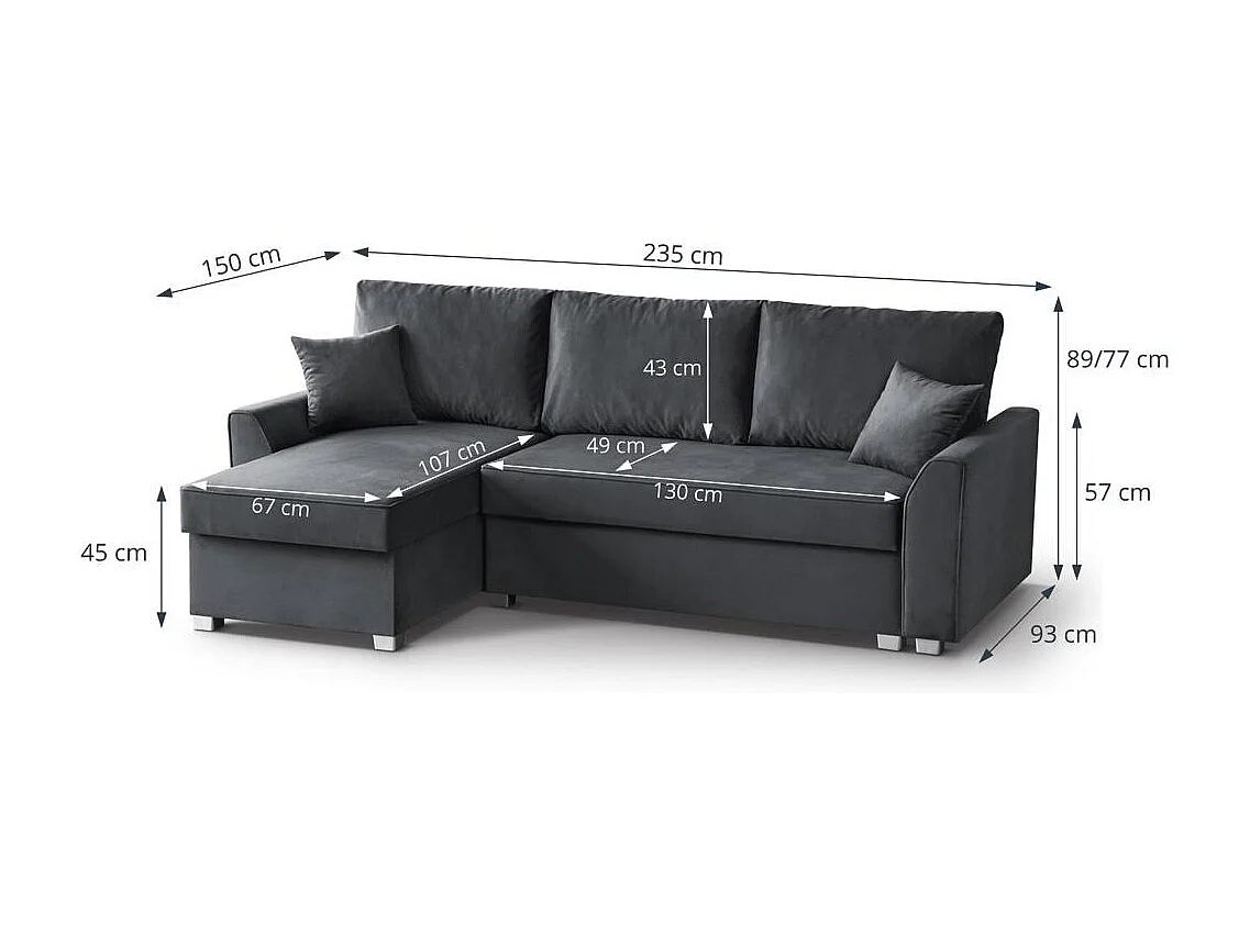 ECKSCHLAFSOFA Teramo dunkelgrau