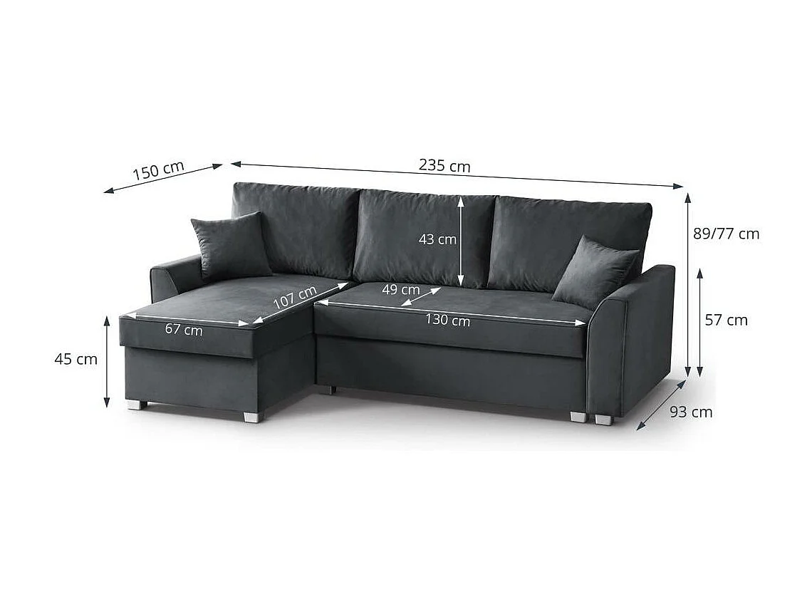 ECKSCHLAFSOFA Teramo dunkelgrau