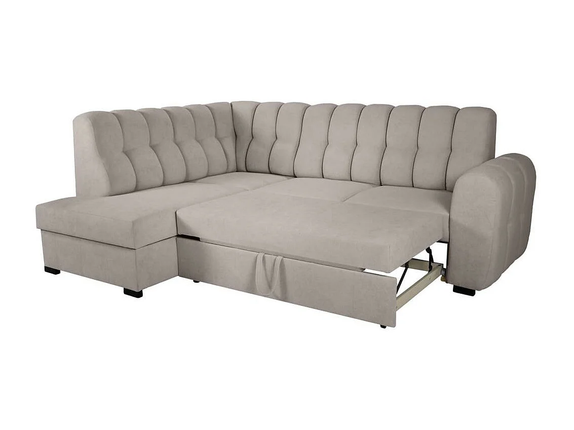 Canapé-lit ECKSCHLAFSOFA Zoja brun clair à gauche