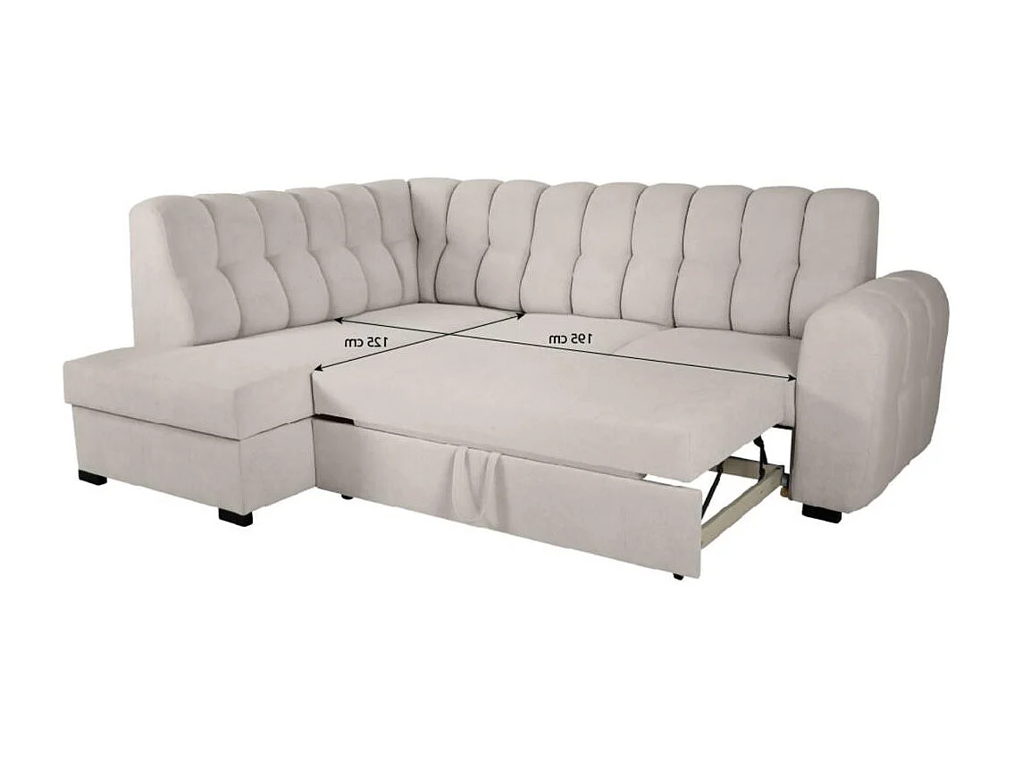 Canapé-lit ECKSCHLAFSOFA Zoja brun clair à gauche