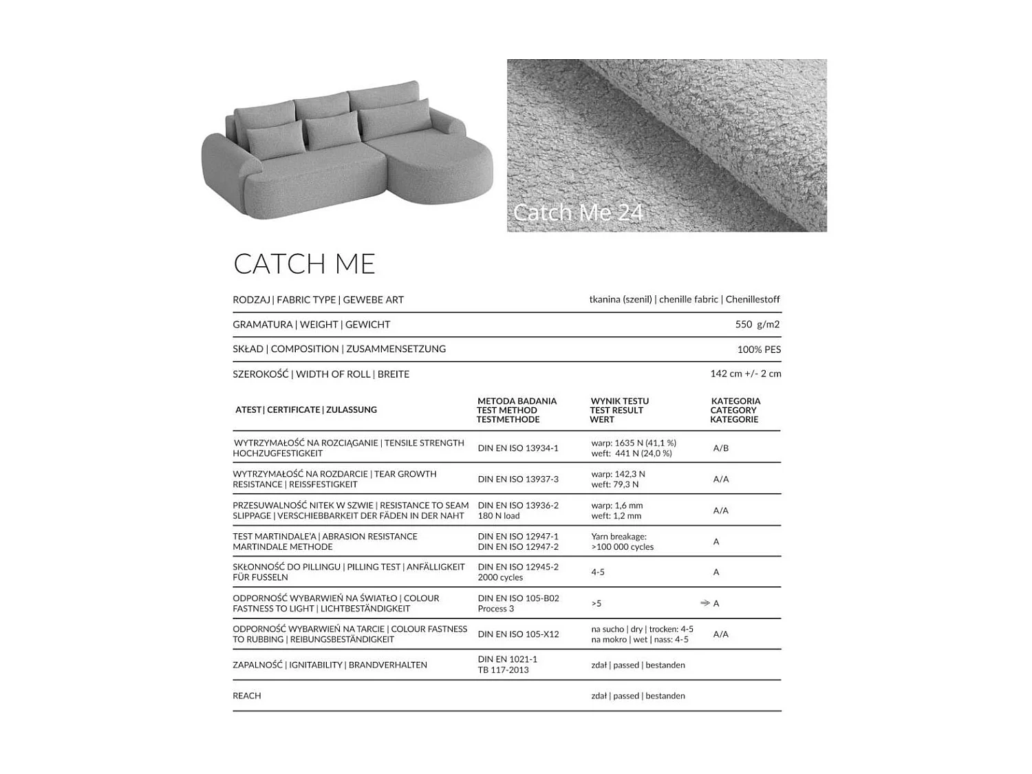 HOEKBANK Olivio L Grijs