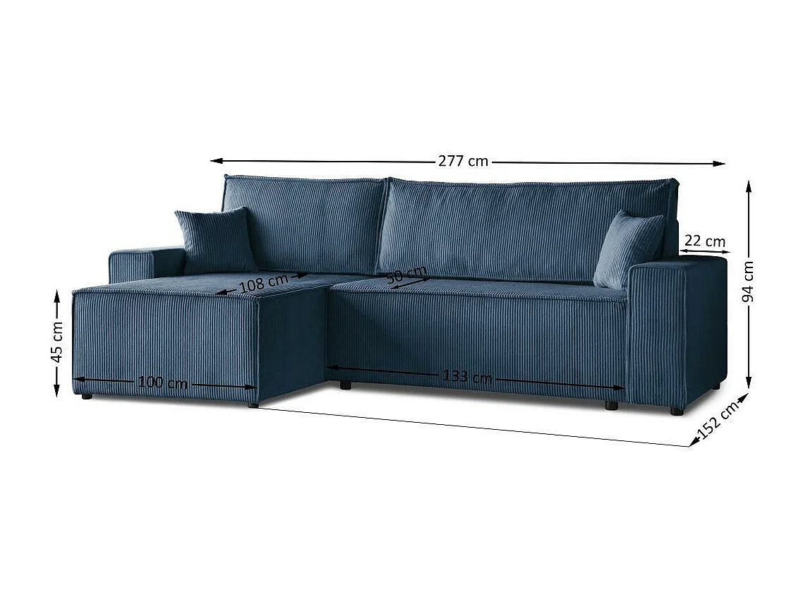 CANAPE CLOISON avec fonction sommeil Hektor bleu foncé