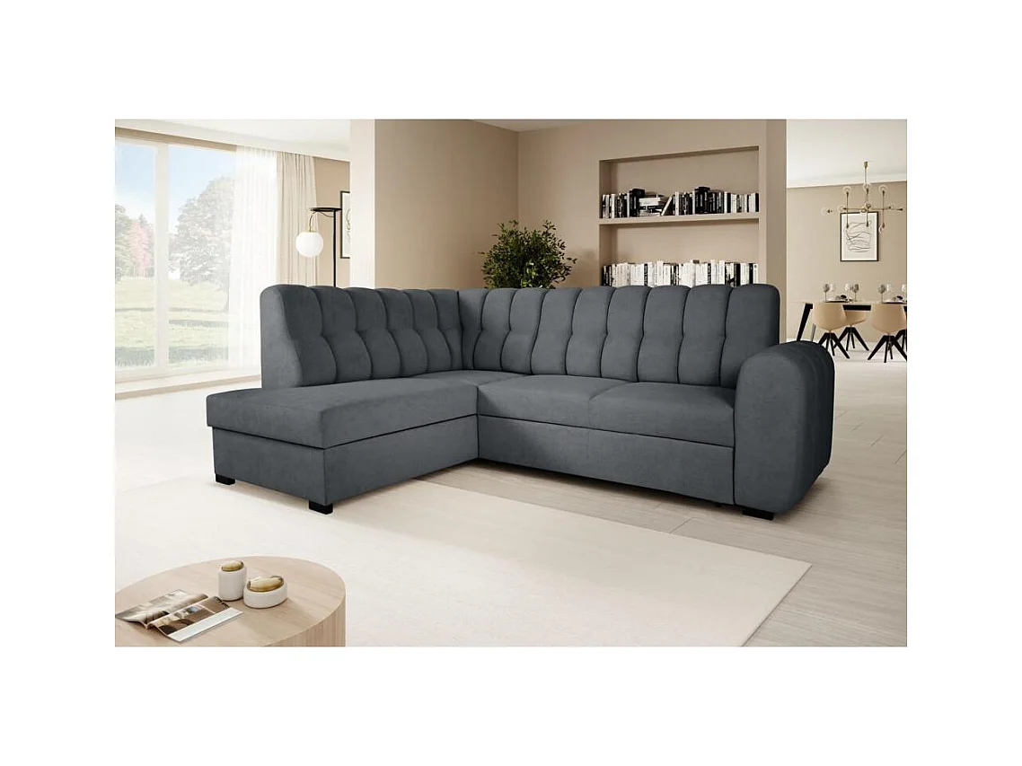 Canapé-lit ECKSCHLAFSOFA Zoja gauche gris foncé