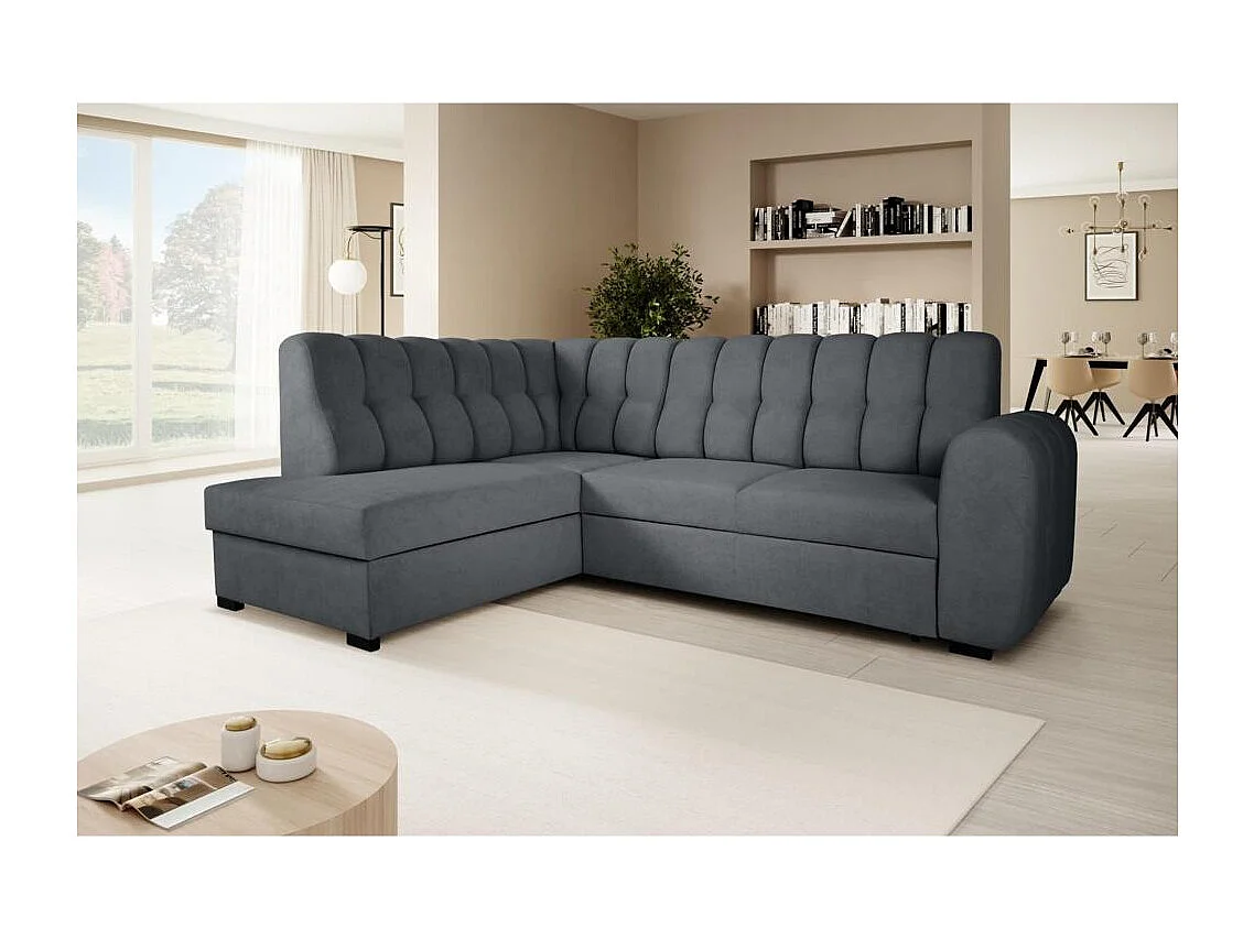 Canapé-lit ECKSCHLAFSOFA Zoja gauche gris foncé
