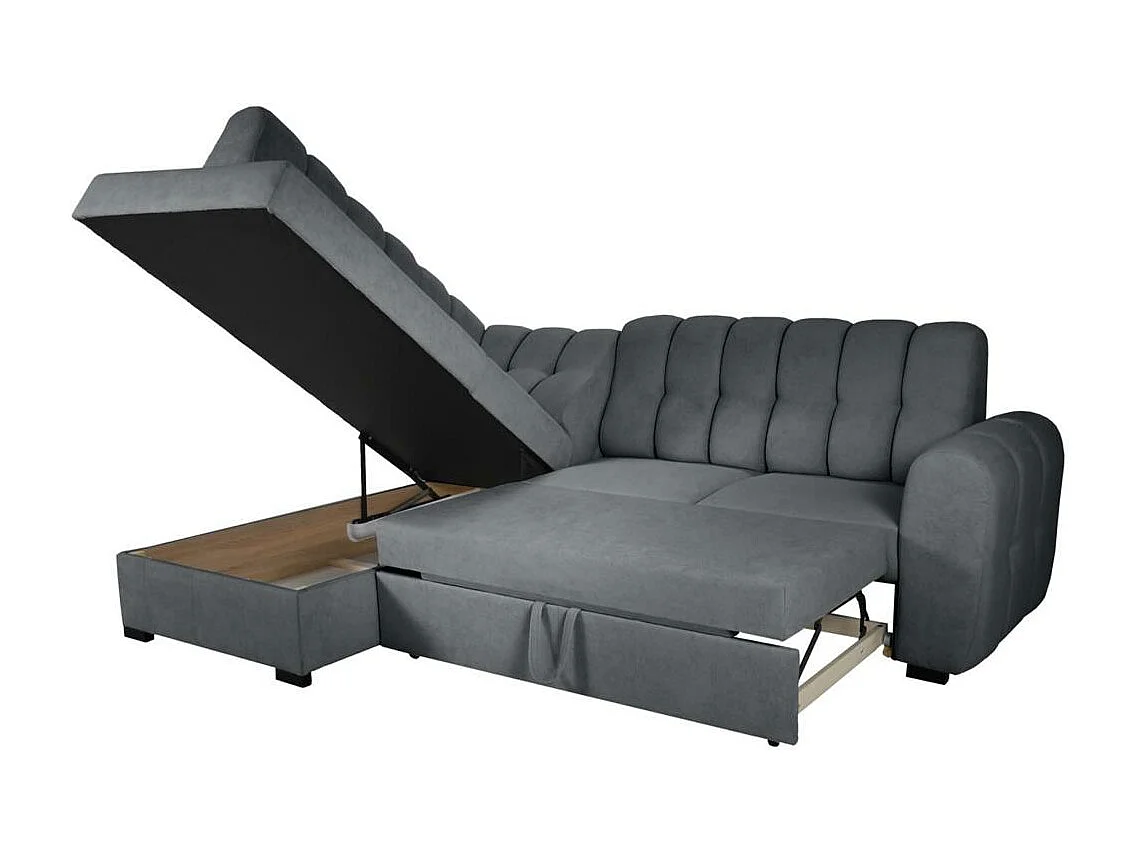Canapé-lit ECKSCHLAFSOFA Zoja gauche gris foncé