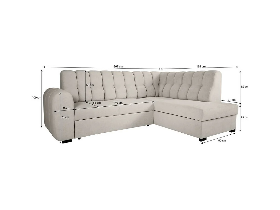 ECKSCHLAFSOFA Zoja rechts hellbraun