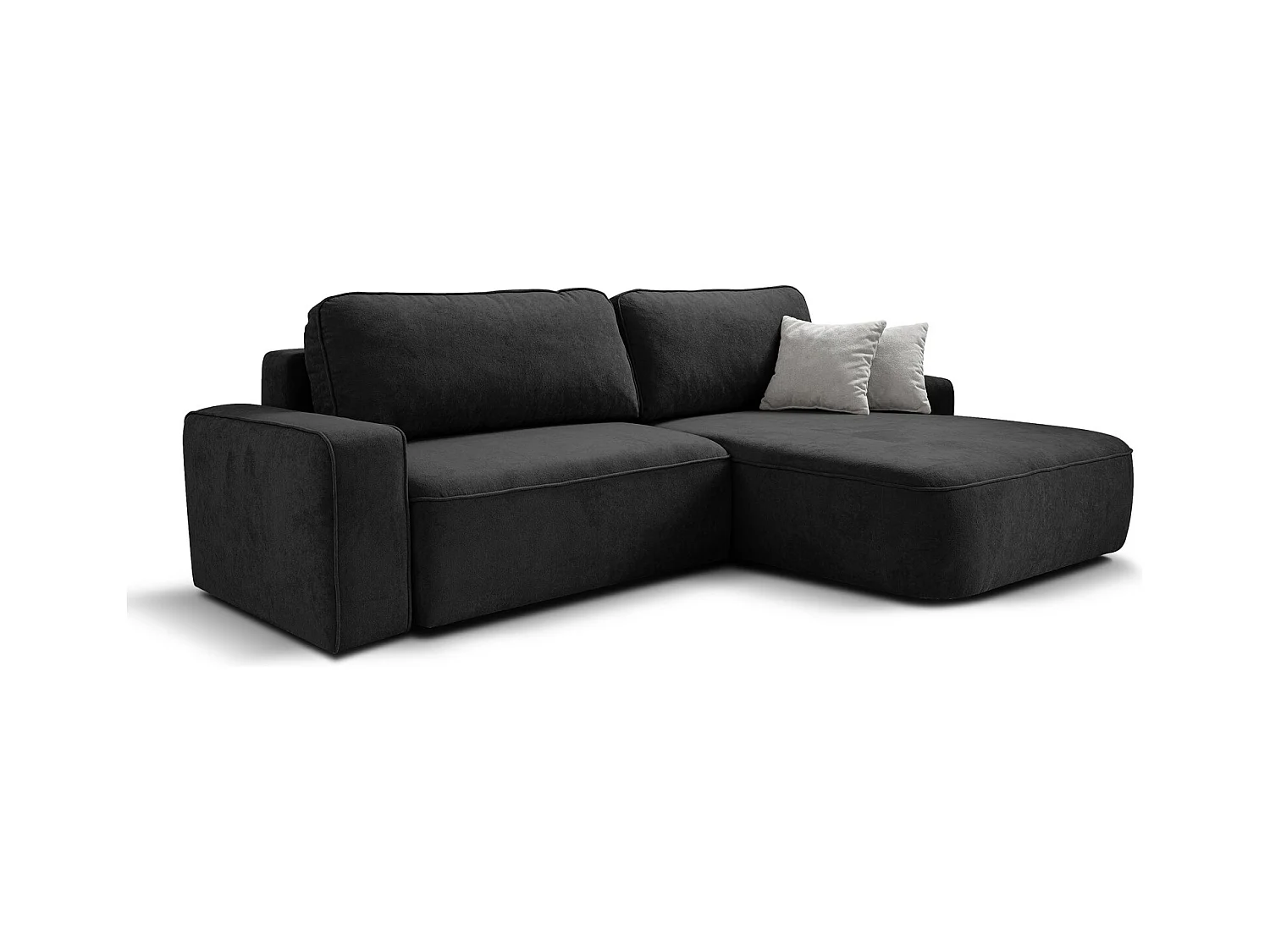 ECKSCHLAFSOFA Torre schwarz velours rechts