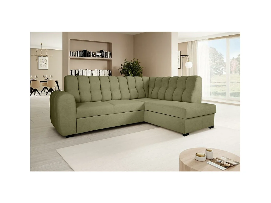 Canapé-lit ECKSCHLAFSOFA Zoja droit vert