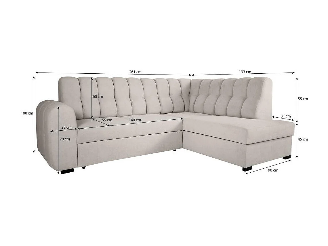 Canapé-lit ECKSCHLAFSOFA Zoja droit vert