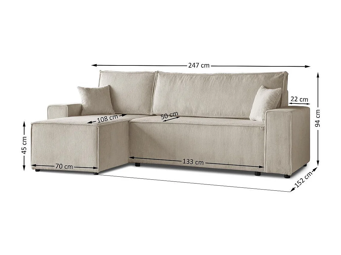 ECKSCHLAFSOFA mit Schlaffunktion Hektor beige