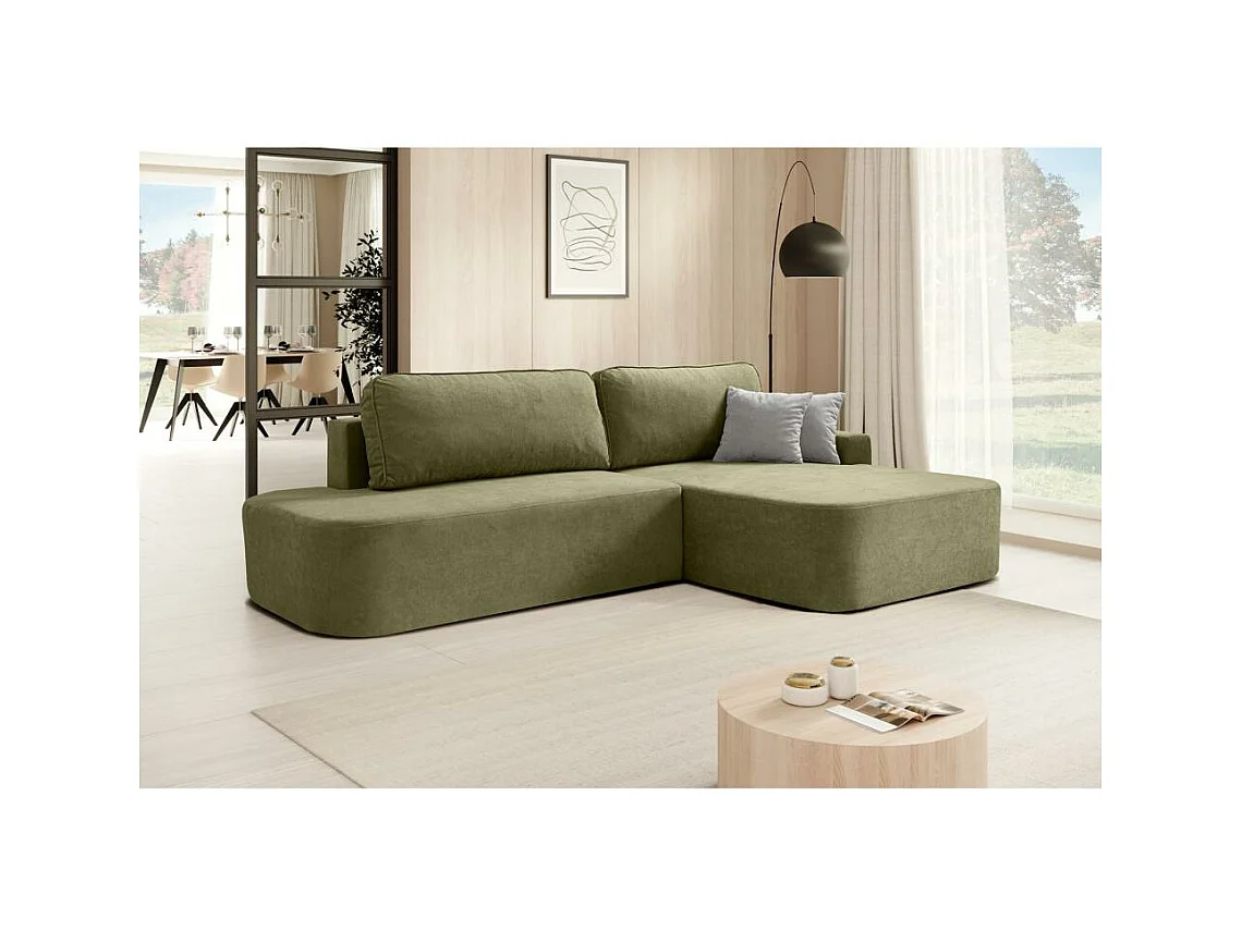 ECKSCHLAFSOFA Gavi grün velours rechts