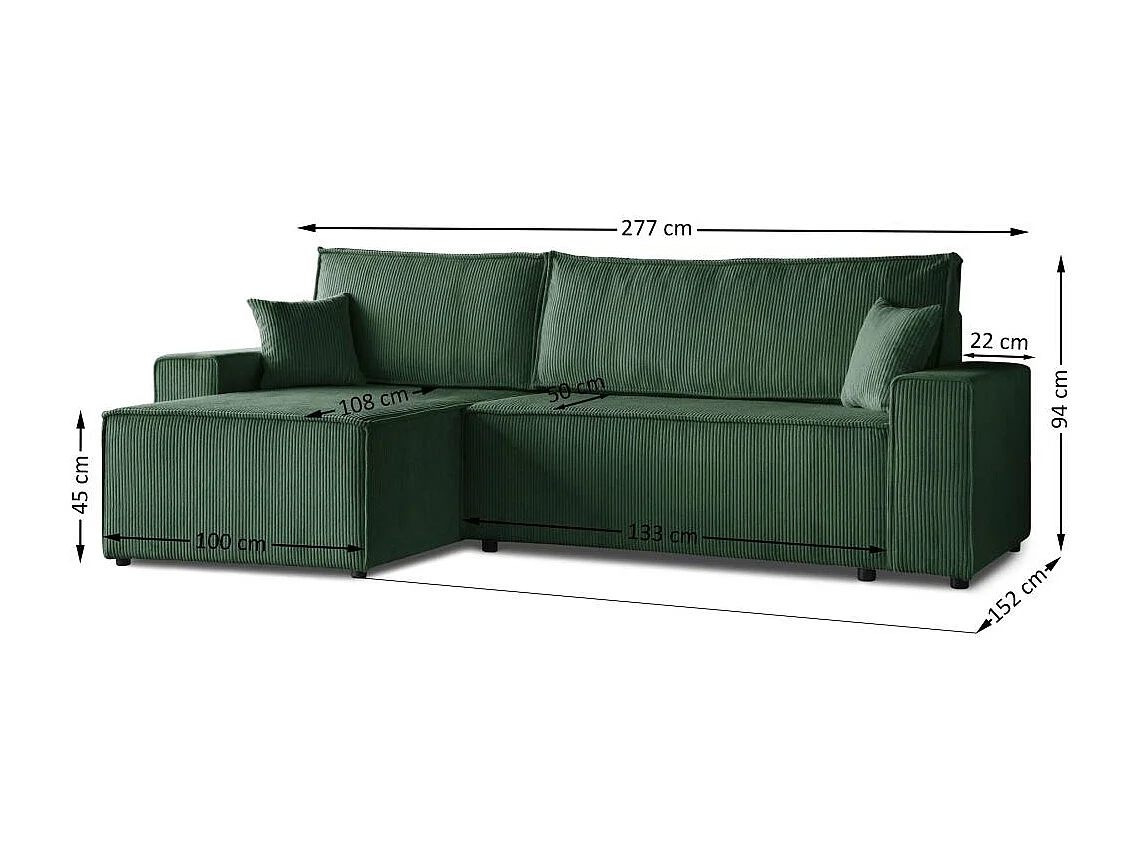 CANAPE AVEC FONCTION LIT Hektor vert foncé