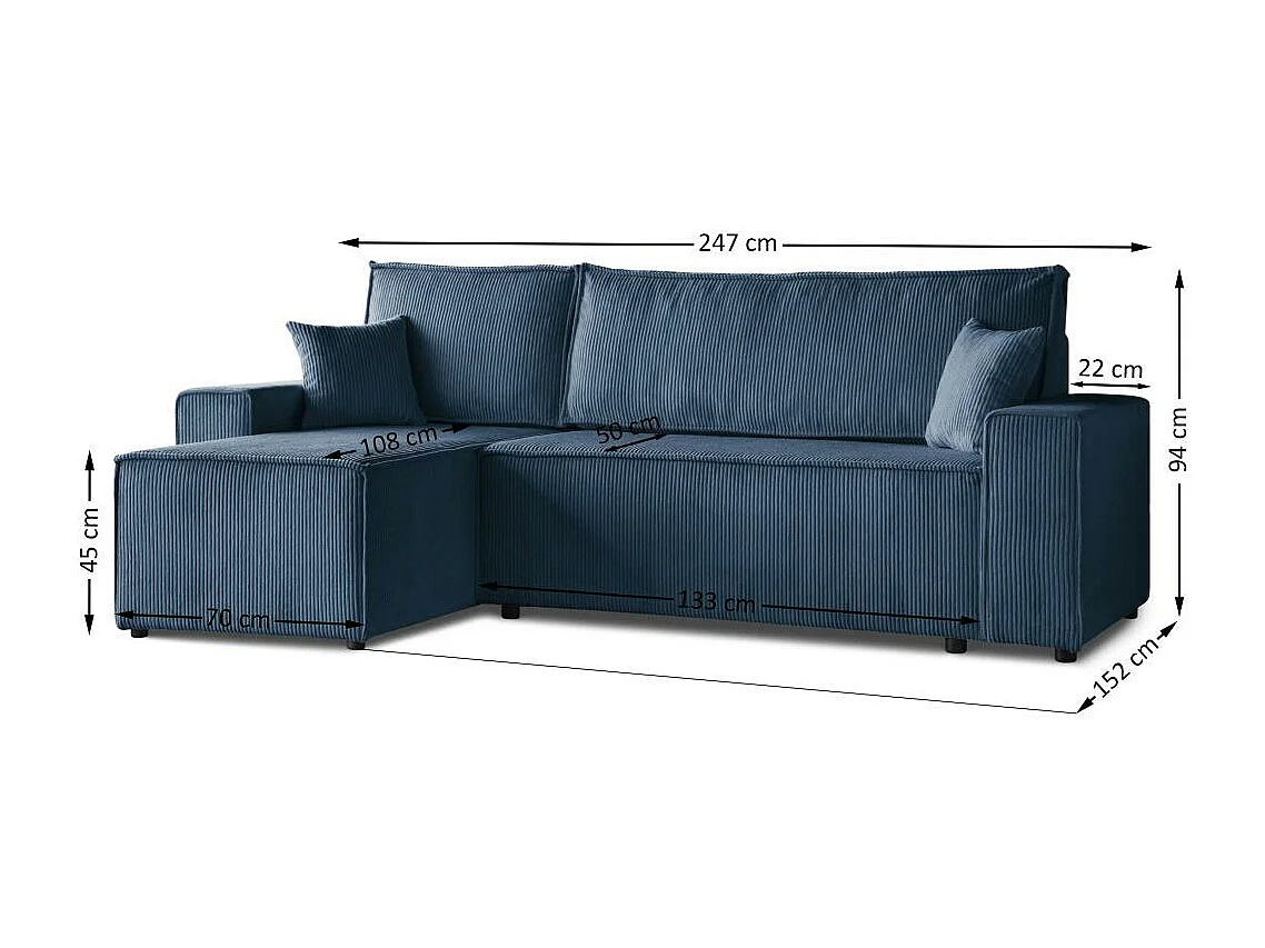 ECKSCHLAFSOFA mit Schlaffunktion Hektor dunkelblau