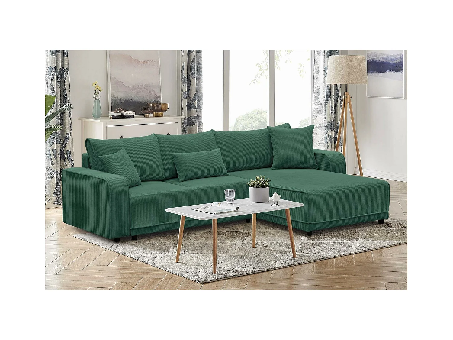 ECKSCHLAFSOFA Primo L dunkelgrün