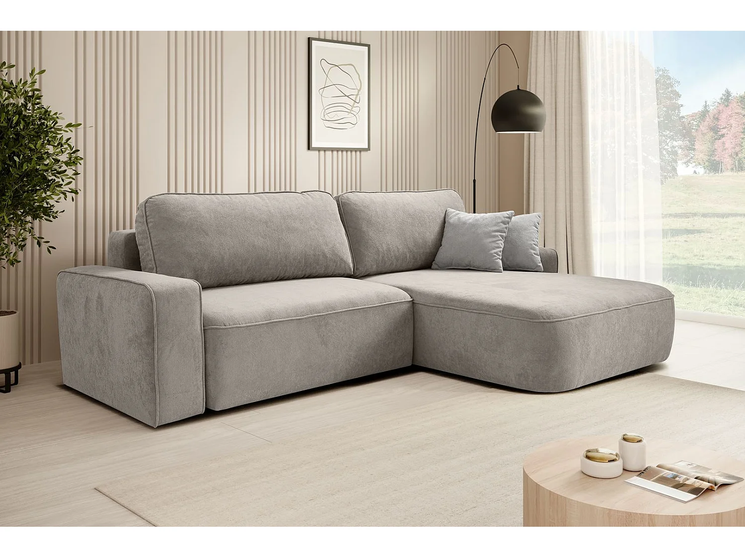 ECKSCHLAFSOFA Torre cappuccino velours rechts