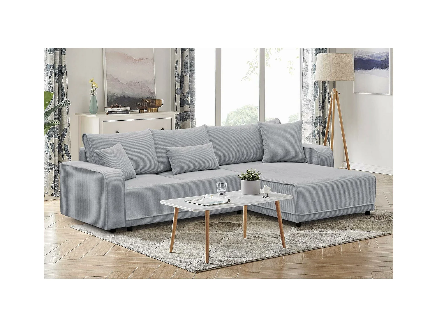 ECKSCHLAFSOFA Primo L hellgrau