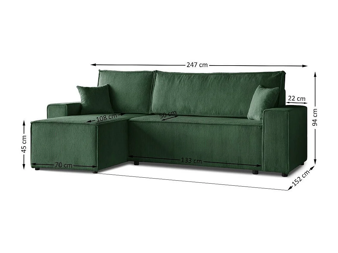 CANAPE AVEC FONCTION LIT Hektor vert foncé