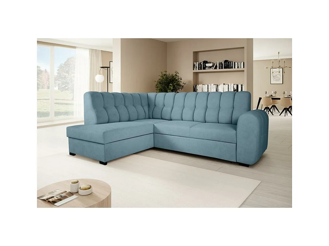 Canapé-lit ECKSCHLAFSOFA Zoja gauche bleu clair