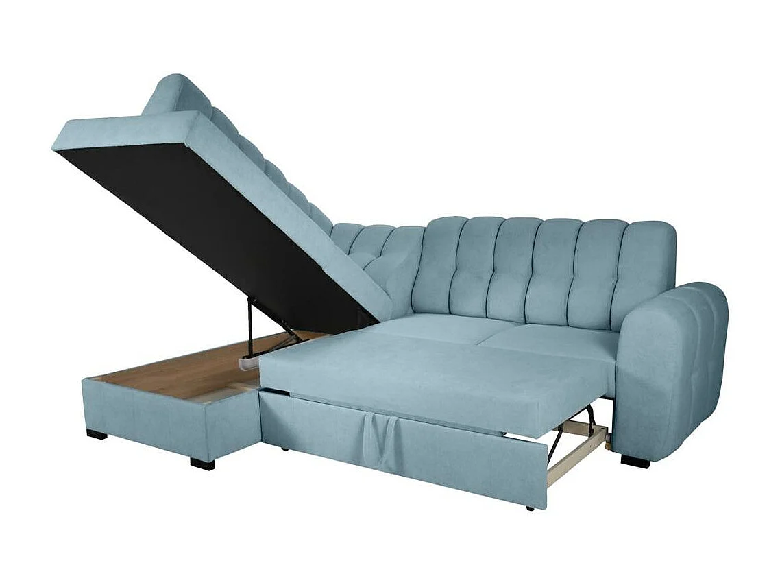 Canapé-lit ECKSCHLAFSOFA Zoja gauche bleu clair