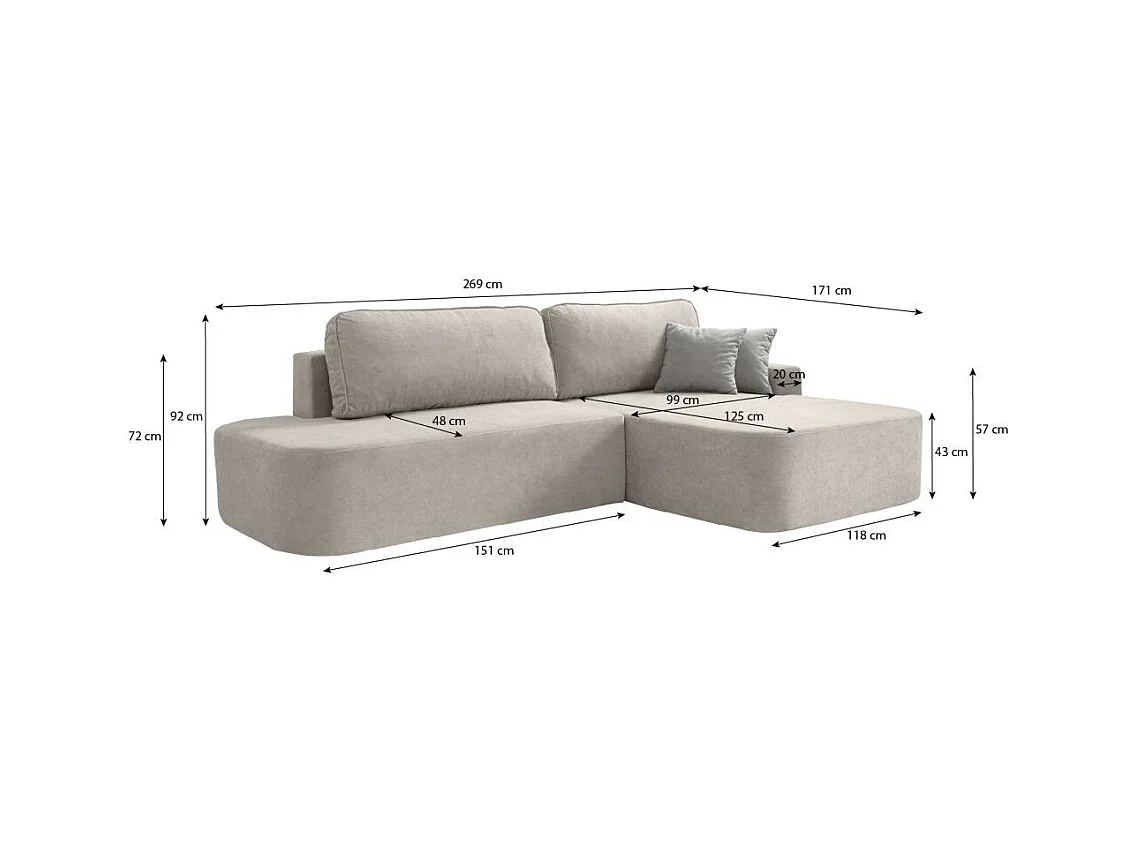 ECKSCHLAFSOFA Gavi grau velours links