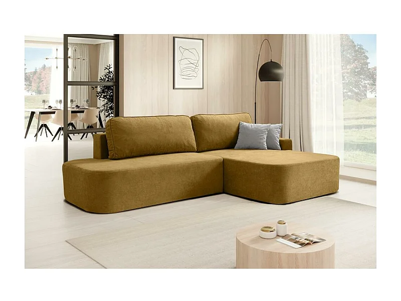 ECKSCHLAFSOFA Gavi gelb velours rechts