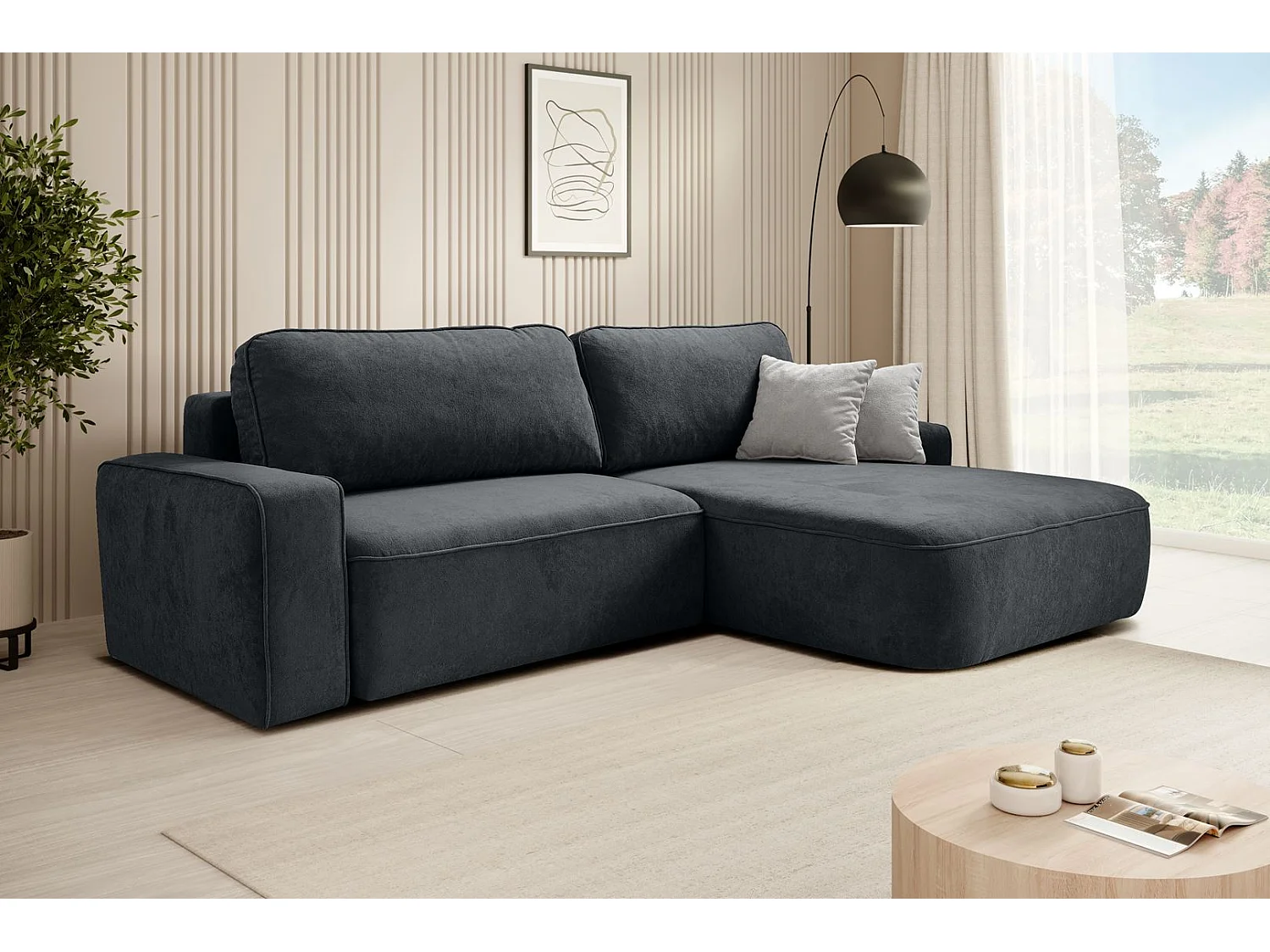 CANAPE TORRE graphite velours droit