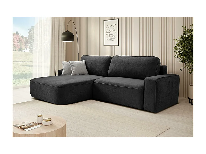 ECKSCHLAFSOFA Torre schwarz velours links