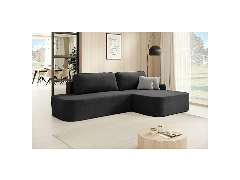 ECKSCHLAFSOFA Gavi schwarz velours rechts