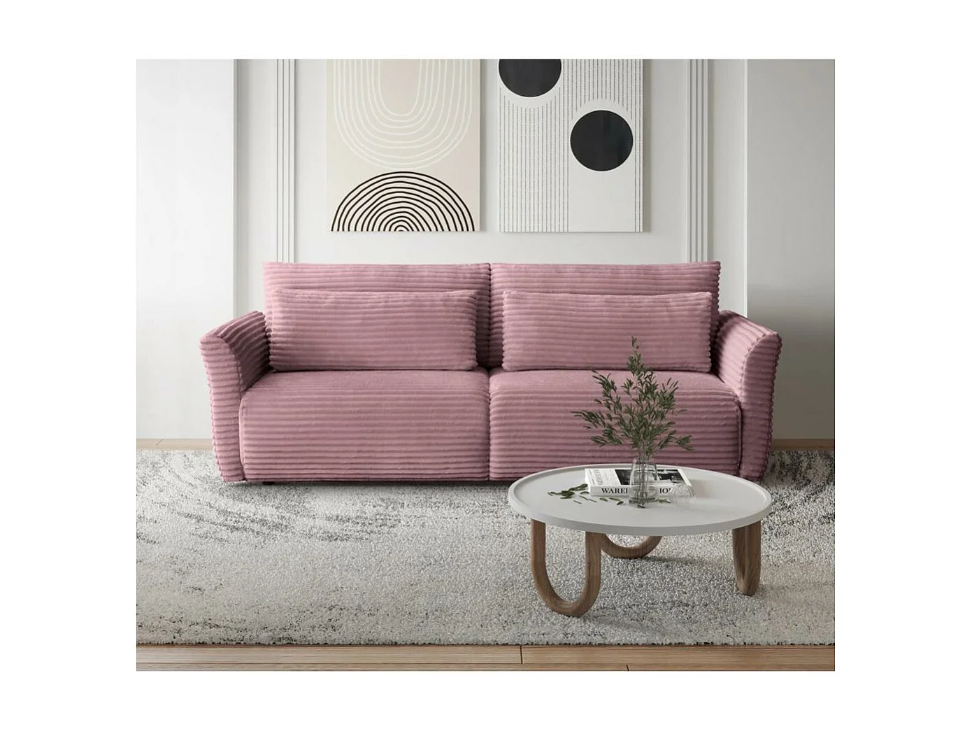 SCHLAFSOFA Samir 3-Sitzer rosa