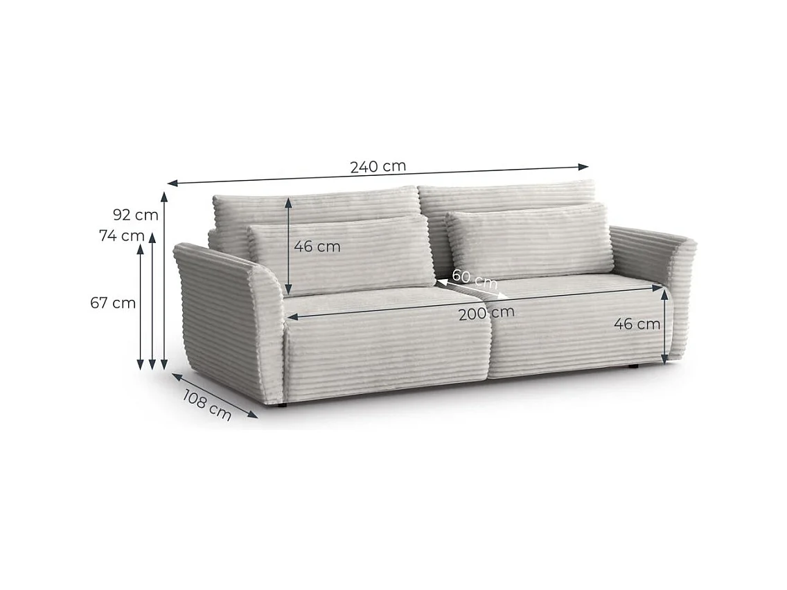SCHLAFSOFA Samir 3-Sitzer rosa