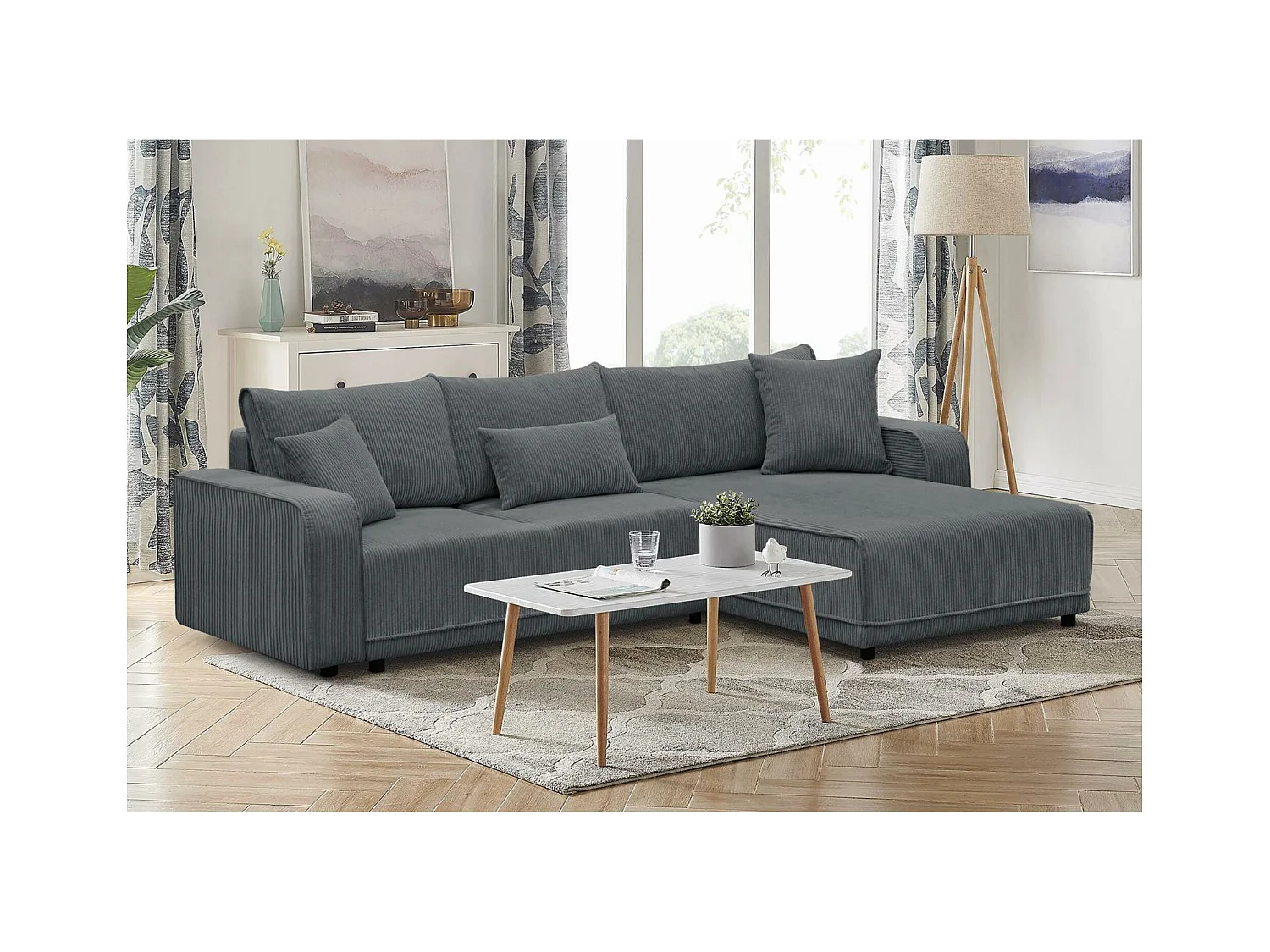 ECKSCHLAFSOFA Primo L dunkelgrau