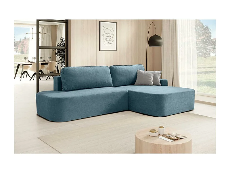 ECKSCHLAFSOFA Gavi blau velours rechts